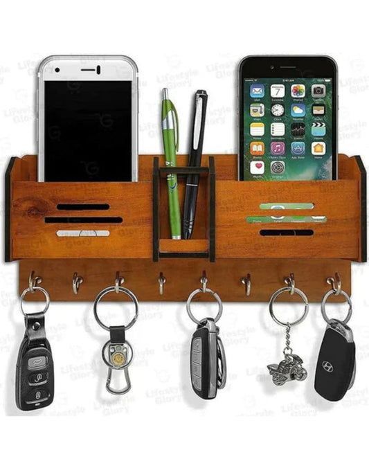 Beautiful Wooden Mobile And Key Holder Best Decoration And Mobile Safety Product